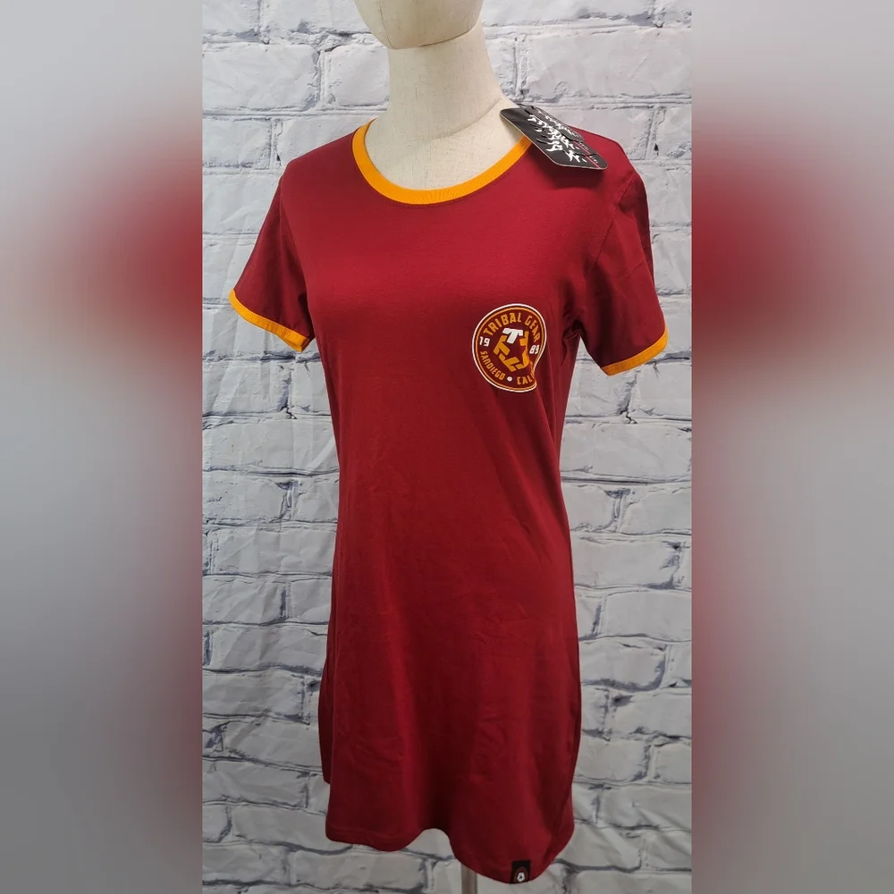 NWT Vintage Tribal Gear Women's T-Shirt Dress Mini Trucker Cranberry Y2K Large - Picture 3 of 15